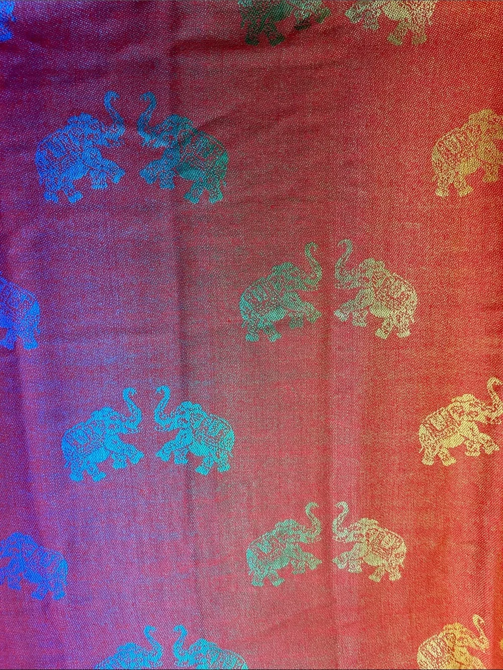NWOT Pashmina Colorful Rainbow Elephant Print Classic Fringe Scarf 80”X 28”